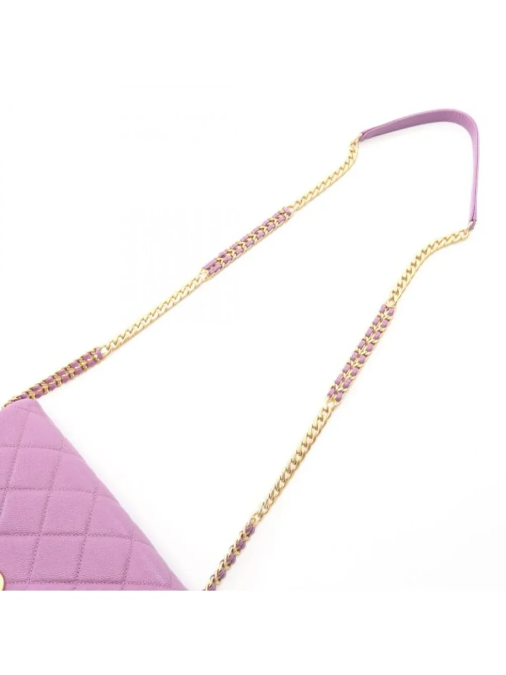 Chanel Shoulder Bag Quilted Small Flap Purple Caviar Leather Chain